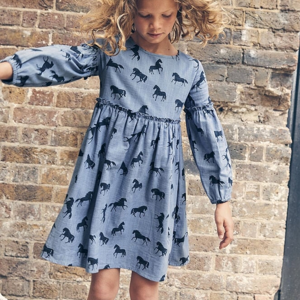 Monsoon horse print swing dress with organic cotton
